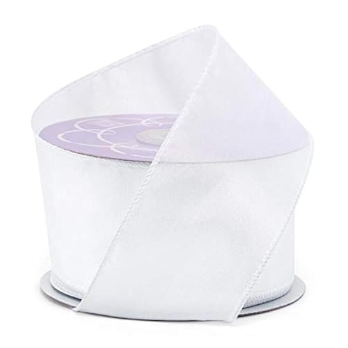 Paper Mart White Satin Wired Ribbon 1 1/2" X 25 Yards - Image 1