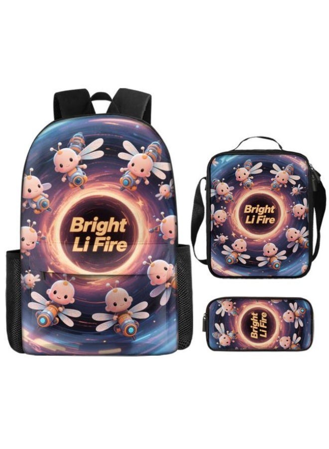 واضح من النار حقيبة كرتونية من ثلاث قطع، يسهل التعامل معها في مناسبات مختلفة (متوفرة للطلاب والأطفال والأصدقاء في النزهايات وتسلق الجبال والتعليم المدرسي وما إلى ذلك) | الكتفين + حقائب اليد + حقائب القرطاسية | موسم العودة إلى المدرسة / هدايا المهرجان - 96 - Image 2