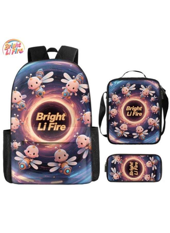 واضح من النار حقيبة كرتونية من ثلاث قطع، يسهل التعامل معها في مناسبات مختلفة (متوفرة للطلاب والأطفال والأصدقاء في النزهايات وتسلق الجبال والتعليم المدرسي وما إلى ذلك) | الكتفين + حقائب اليد + حقائب القرطاسية | موسم العودة إلى المدرسة / هدايا المهرجان - 96 - Image 1