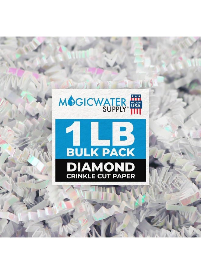 MagicWater Supply Crinkle Cut Paper Shred Filler (1 LB) for Gift Wrapping & Basket Filling - Diamond White - Image 1