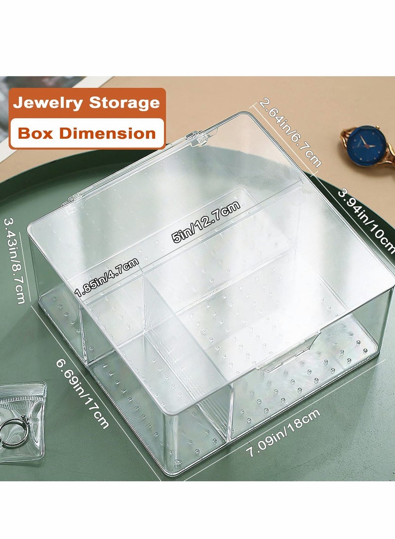 KASTWAVE Transparent Jewelry Storage Box, Clear Acrylic Drawer Organizer Box with 10 Large Bags for Bracelet, 30 Middle Bags for Necklace, 20 Small Bags for Ring, Individually Packaged, Easy to Carry - Image 2