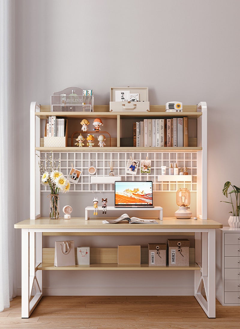 Sharpdo Simple Desktop Computer Table, Desk And Bookshelf, Suitable for Study/Office/Storage (Grid Storage Board Not Included)120*60*150CM - Image 1