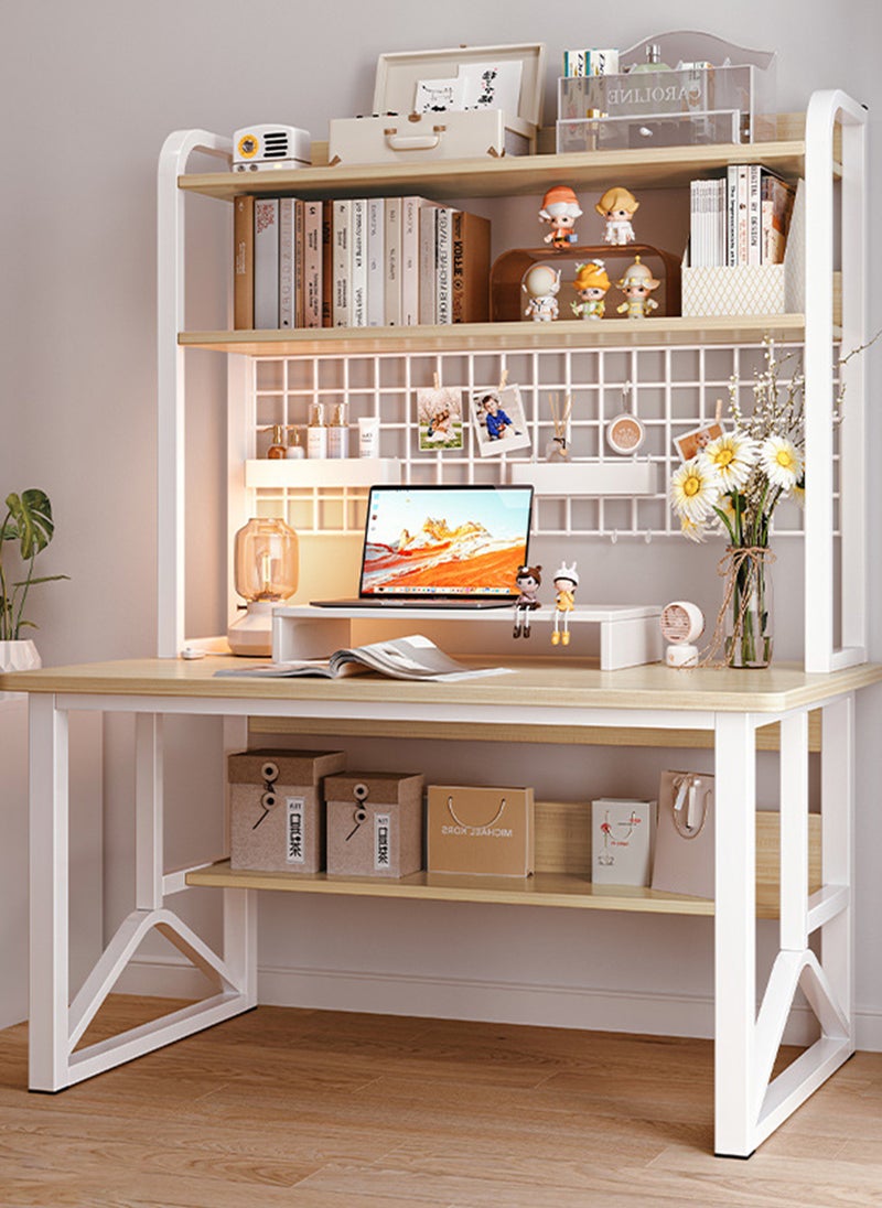 Sharpdo Simple Desktop Computer Table, Desk And Bookshelf, Suitable for Study/Office/Storage (Grid Storage Board Not Included)120*60*150CM - Image 3