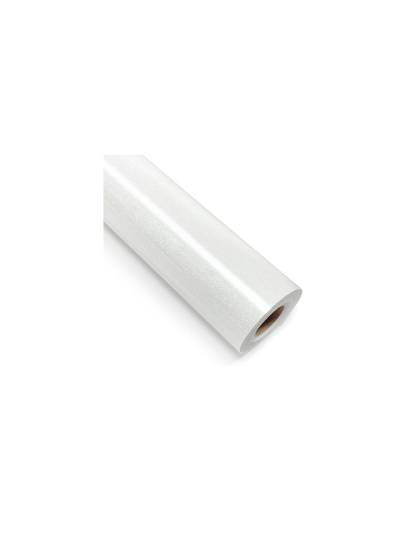 Kalon KALON® White Glitter Heat Transfer Vinyl Roll 12'' x 10ft 3 Meter for T-Shirts, Bags,fabric.Craft Hats & Shoes – Premium HTV for Iron-On or Heat Press HTV Vinyl - Image 2