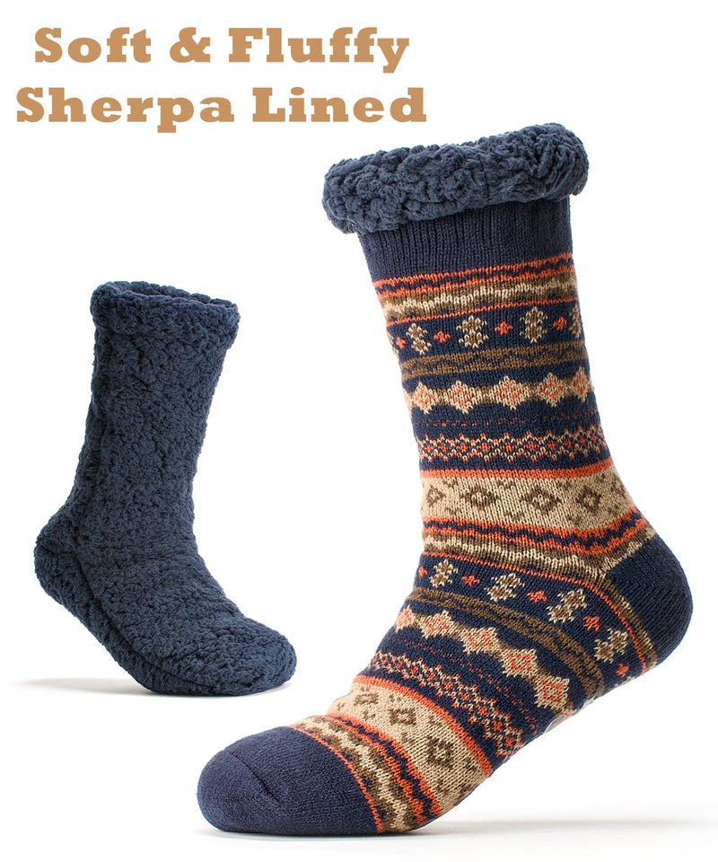 Cozylook Men's Fuzzy Slipper Socks - Non-Slip Grips, Thermal Winter Socks, Plush Sherpa Lined, Gifts & Stocking Stuffers - Image 4