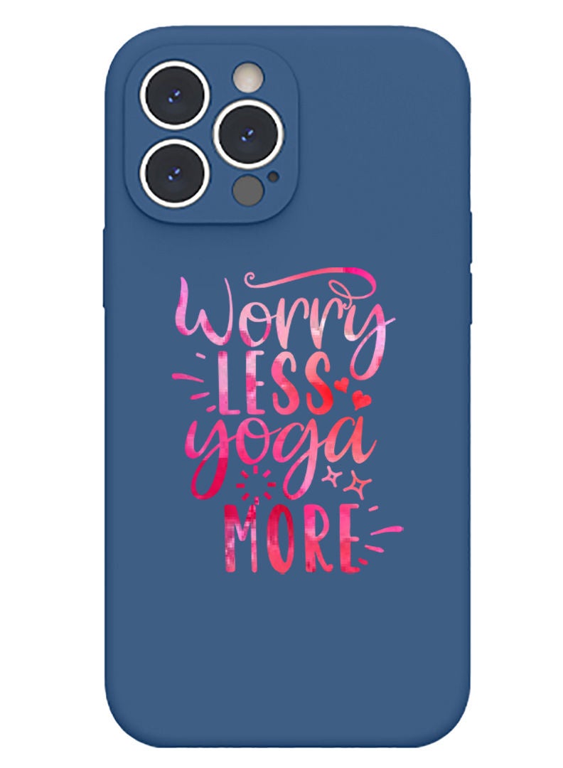Theodor Protective Slim Fit Case Liquid Silicone Cover with Full Body Protection Anti-Scratch Shockproof Case For iPhone 12 Pro Max Blue  - Worry less Yoga more copy  - Image 1