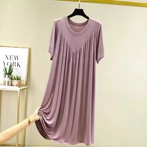 Plus Size Modal Dress Casual Plus Size Ice Silk Sleepwear For Pregnant Women Summer Home Clothing Safe Comfortable For Outdoo... Purple 