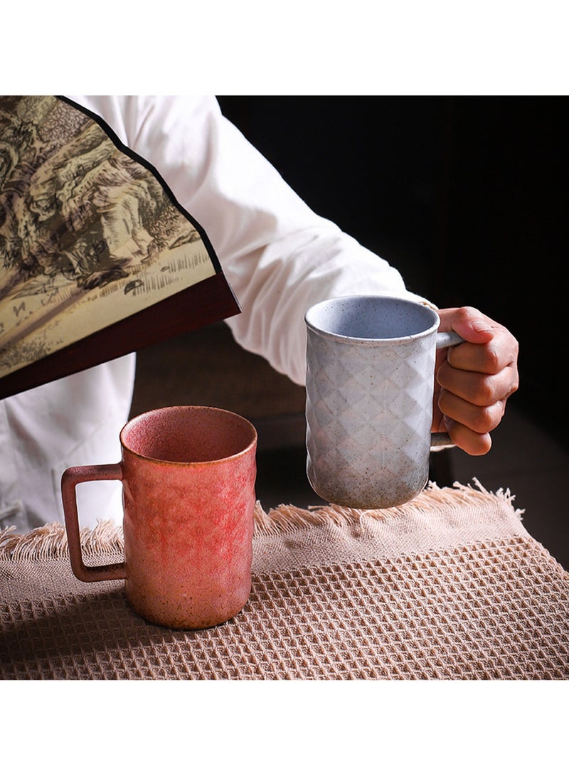 Special-Shaped Mugs, Retro Ceramic Cups, Irregular Cups, Stoneware Water Cups, High-Value Coffee Cups（Diamond Cup 330ml-Dark Green） - Image 1