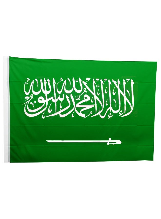 اي جي سي علم المملكة العربية السعودية الوطني 170×120 سم - علم أخضر عالي الجودة مع نقش عربي وسيف، متين للاستخدام الداخلي والخارجي - Image 4