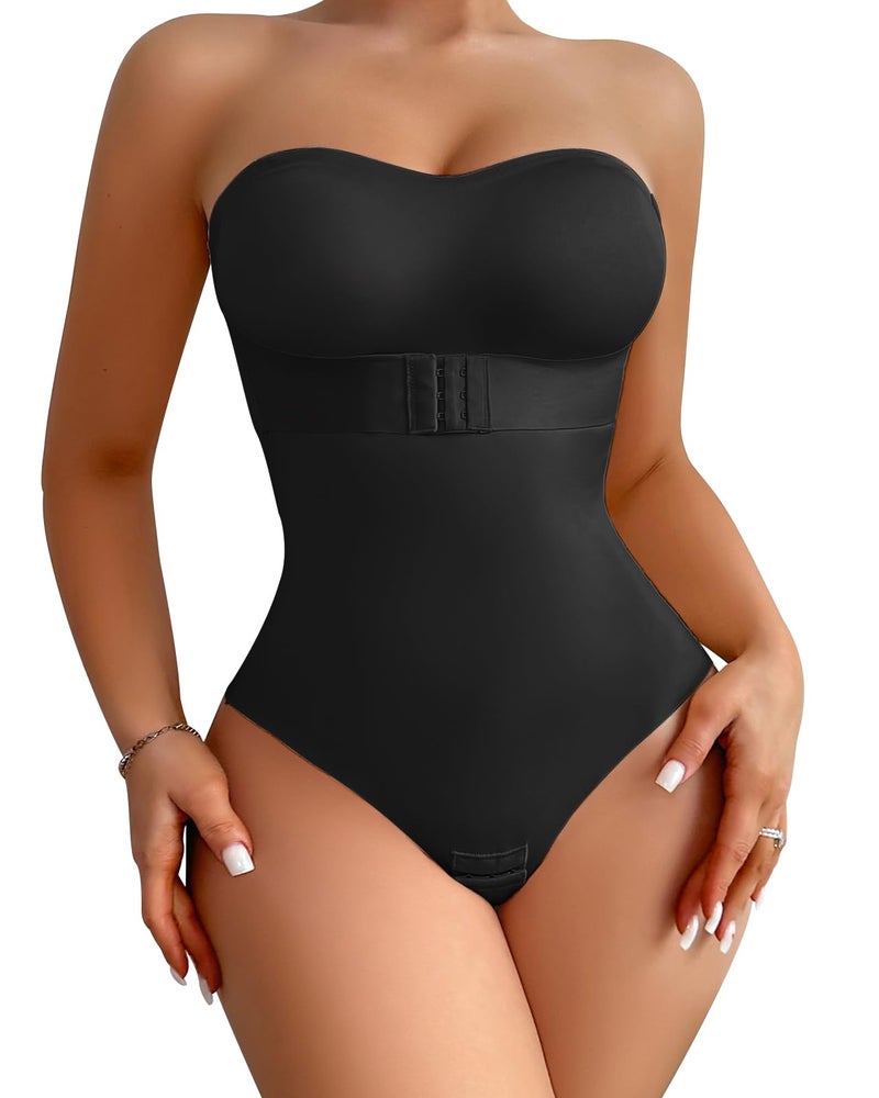 USEASY Shapewear Bodysuit Tummy Control Strapless Bra Shapewear for Women Strapless Faja Body Shaper Thong Light Shapewear Black 3XL - Image 1