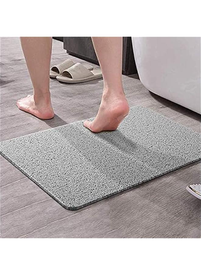 Non-Slip Soft Textured Bath Mat, 24x16 Inches, Phthalate-Free, Quick-Drying PVC Loofah Tub Mat with Drain for Shower, Grey Color. - Image 2