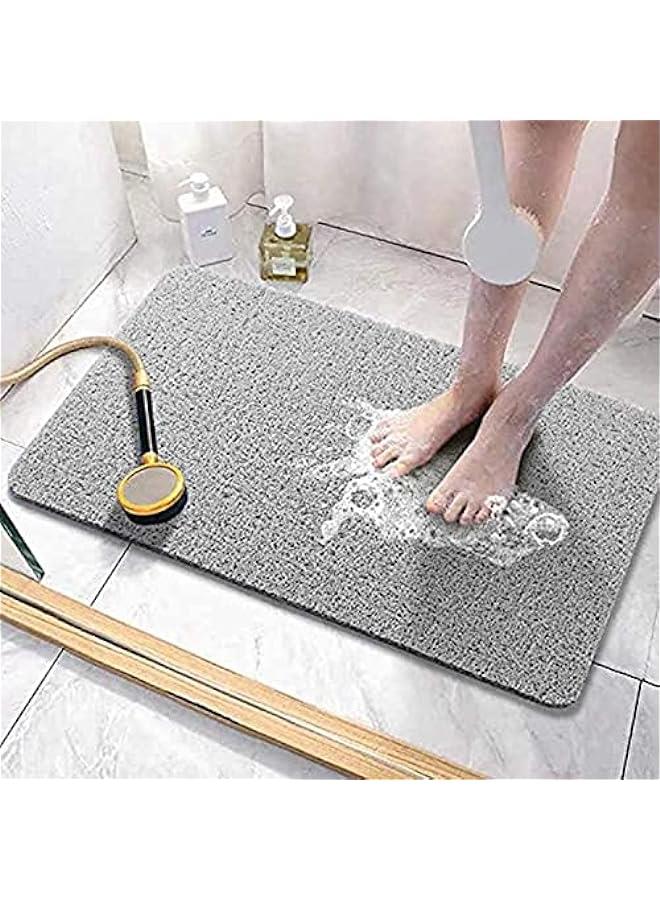 Non-Slip Soft Textured Bath Mat, 24x16 Inches, Phthalate-Free, Quick-Drying PVC Loofah Tub Mat with Drain for Shower, Grey Color. - Image 1
