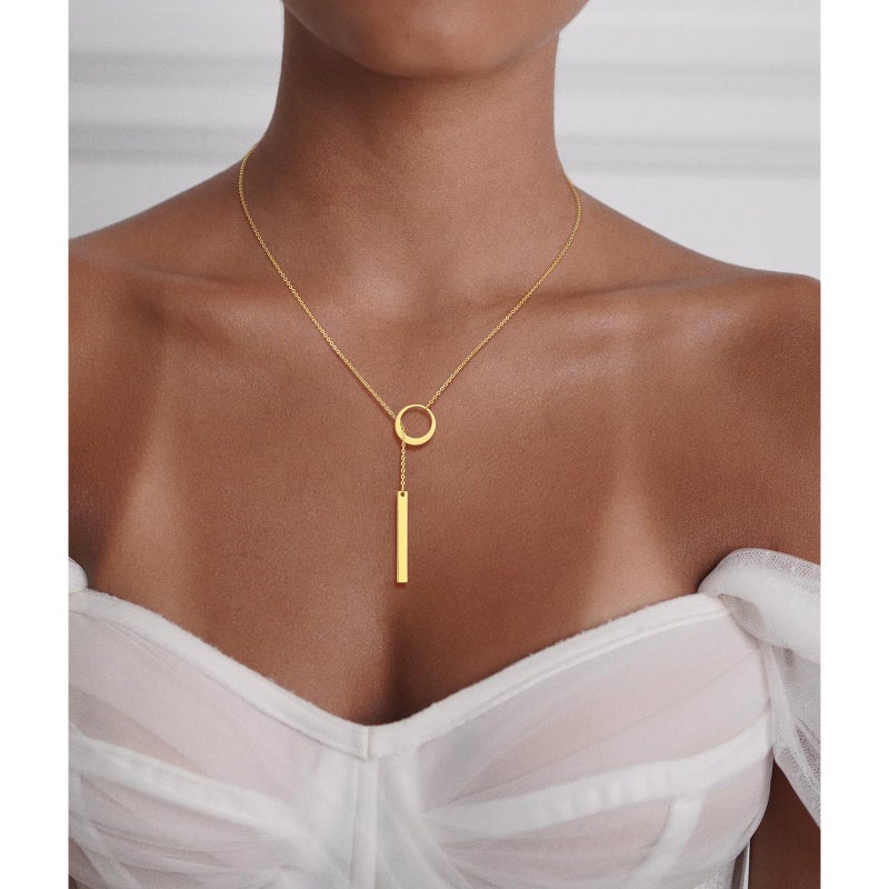 VIROMY Gold Lariat Necklace for Women -Dainty Long Chain Pendant Necklaces for Women Drop Bar Y-Shaped Necklaces Trendy Statement Necklace Gold Jewelry - Image 2