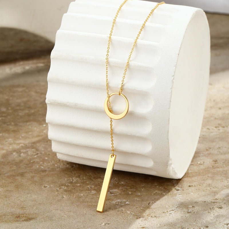 VIROMY Gold Lariat Necklace for Women -Dainty Long Chain Pendant Necklaces for Women Drop Bar Y-Shaped Necklaces Trendy Statement Necklace Gold Jewelry - Image 5