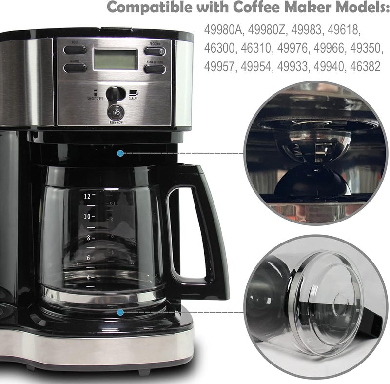 Ulrempart 12-Cup Replacement Glass Carafe | Compatible with Hamilton Beach Coffee Maker Pot | Fit for Models 49980A, 49980Z, 49983, 49618, 46300, 46310, 49976, 49966, 49350 | Black - Image 3