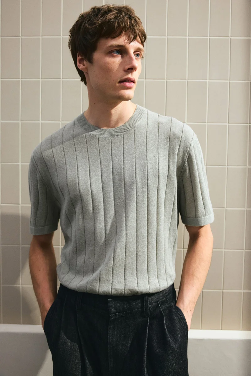 H&M  Regular Fit Knitted T-shirt for Men | Best Price UAE
