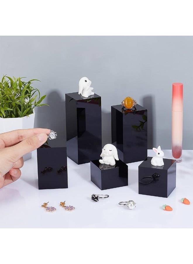 TPGP 5Pcs Black Acrylic Cube Display Block 3/4/6/8/10cm Solid Display Pedestal Stand for Gem Display Jewelry Display Displaying Pop Figures Cosmetic Showing  - Image 3
