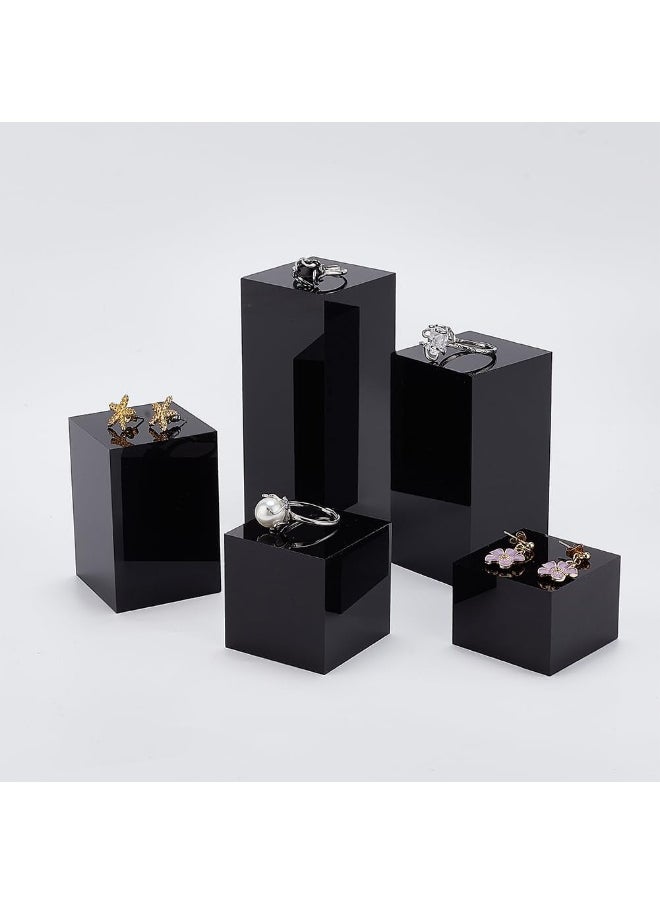 TPGP 5Pcs Black Acrylic Cube Display Block 3/4/6/8/10cm Solid Display Pedestal Stand for Gem Display Jewelry Display Displaying Pop Figures Cosmetic Showing  - Image 4