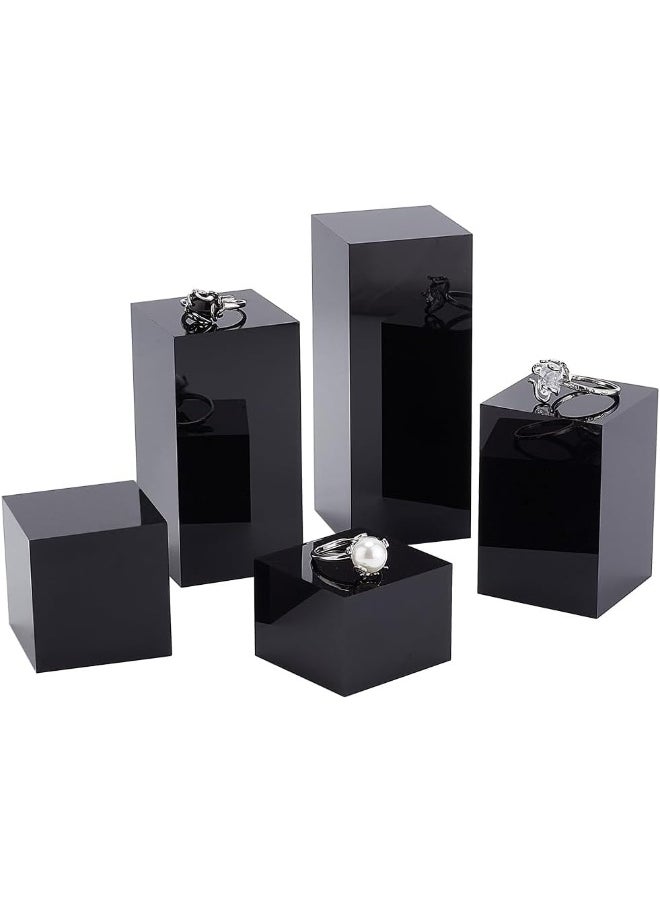 TPGP 5Pcs Black Acrylic Cube Display Block 3/4/6/8/10cm Solid Display Pedestal Stand for Gem Display Jewelry Display Displaying Pop Figures Cosmetic Showing  - Image 1