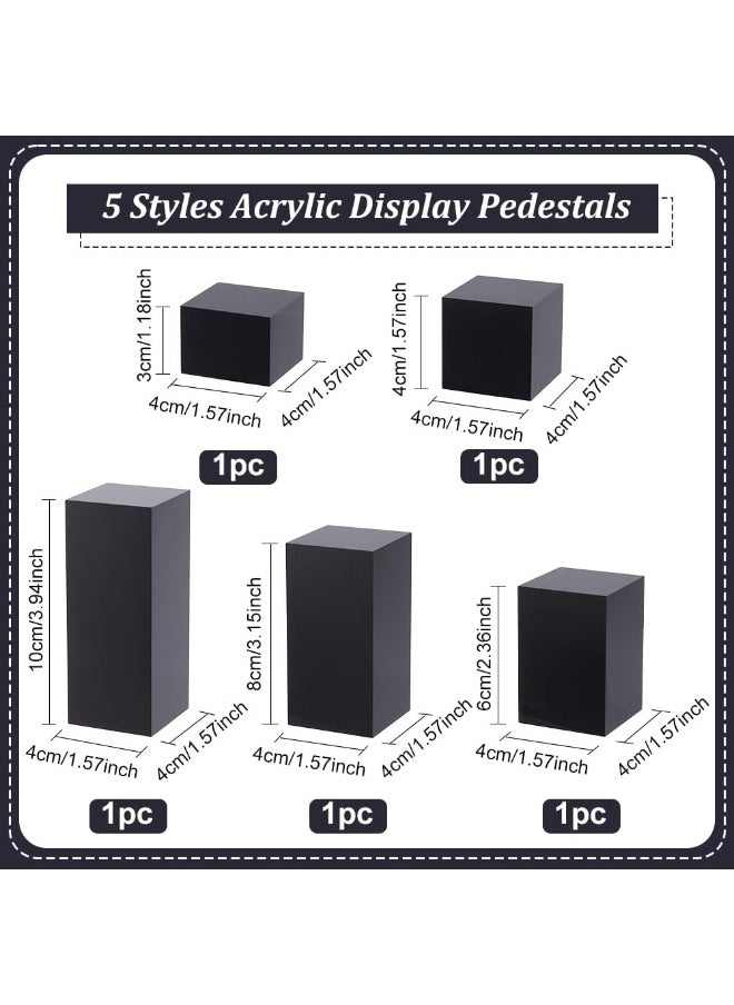 TPGP 5Pcs Black Acrylic Cube Display Block 3/4/6/8/10cm Solid Display Pedestal Stand for Gem Display Jewelry Display Displaying Pop Figures Cosmetic Showing  - Image 2