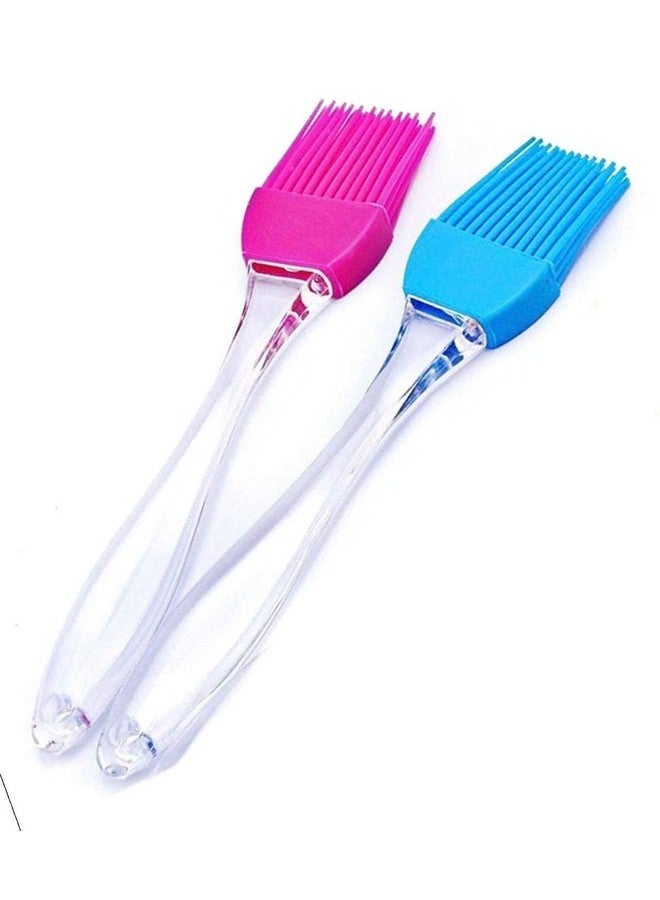 Xacton Set of 2 Kitchen Silicon Flat Pastry Brush Multi Purpose Silicon Oil Cooking Brush for Grilling, Tandoor and BBQ (Multicolor) - Image 1