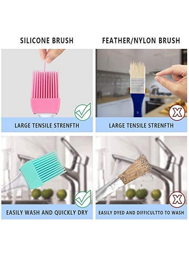Xacton Set of 2 Kitchen Silicon Flat Pastry Brush Multi Purpose Silicon Oil Cooking Brush for Grilling, Tandoor and BBQ (Multicolor) - Image 3