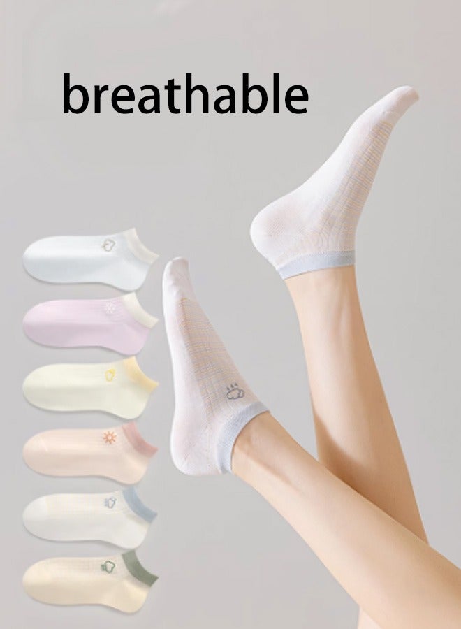 Ten pairs of short sleeved women's socks, thin for summer, non slip, no heel drop, made of cotton 70.3% polyamide fiber (nylon) 26.9% polyurethane elastic fiber (spandex) 2.8% - Image 1