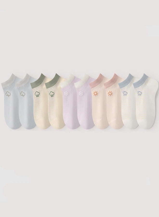 Ten pairs of short sleeved women's socks, thin for summer, non slip, no heel drop, made of cotton 70.3% polyamide fiber (nylon) 26.9% polyurethane elastic fiber (spandex) 2.8% - Image 3