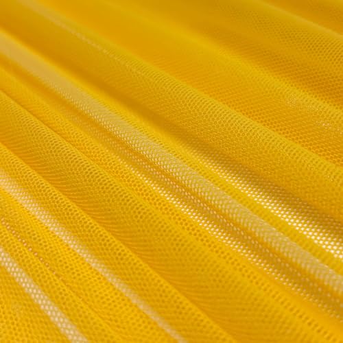Filloxy Net Fabric Cloth for Multi Purpose Decoration, Parties, Costumes, Gift Packing, Party Decor, Backdrop Material mandap, Pooja Background Ribbon Wedding Decoration (Yellow, 5 Meter), Solid - Image 2