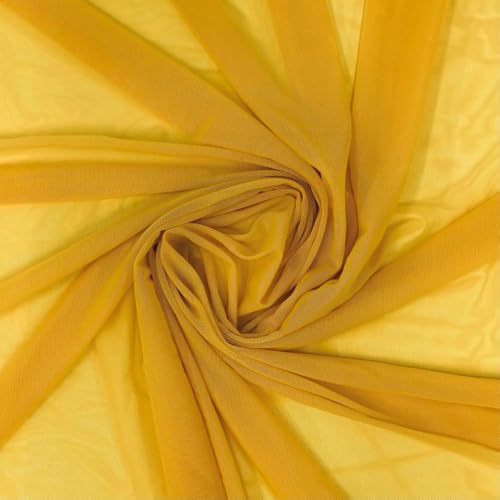 Filloxy Net Fabric Cloth for Multi Purpose Decoration, Parties, Costumes, Gift Packing, Party Decor, Backdrop Material mandap, Pooja Background Ribbon Wedding Decoration (Yellow, 5 Meter), Solid - Image 1