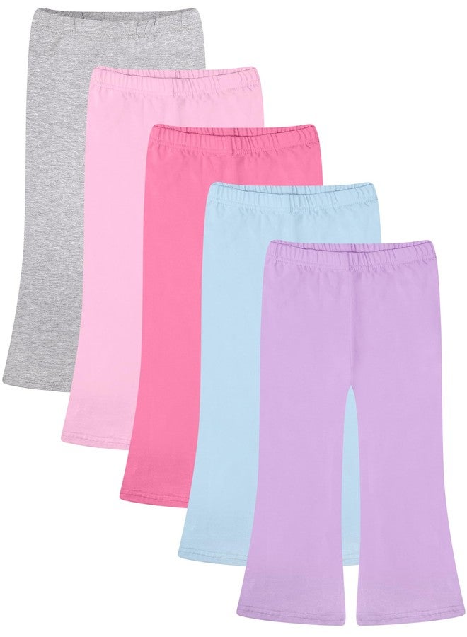 FEQO 5 Pack Toddler Girl Flare Pants Baby Girl Cotton Leggings Bell Bottoms, 2T - Image 1