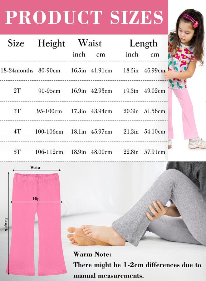 FEQO 5 Pack Toddler Girl Flare Pants Baby Girl Cotton Leggings Bell Bottoms, 2T - Image 4