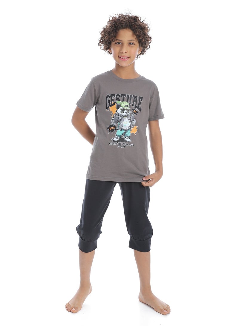 Caesar Boys printed cotton T-Shirt With Short Set  - Image 1