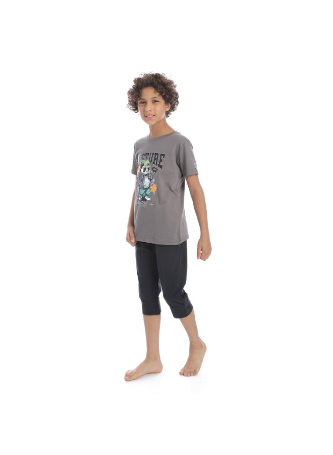 Caesar Boys printed cotton T-Shirt With Short Set  - Image 2
