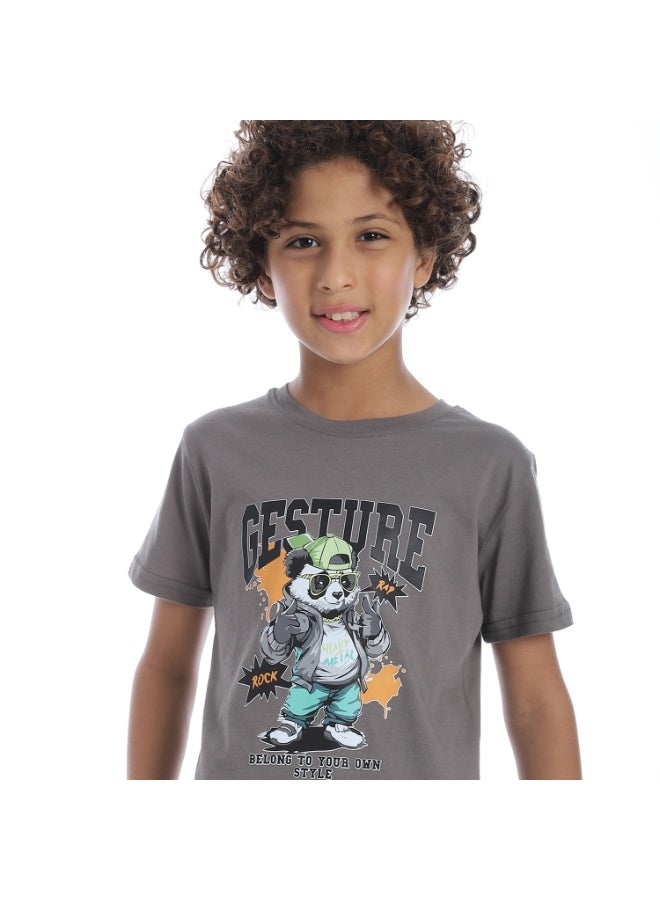 Caesar Boys printed cotton T-Shirt With Short Set  - Image 4