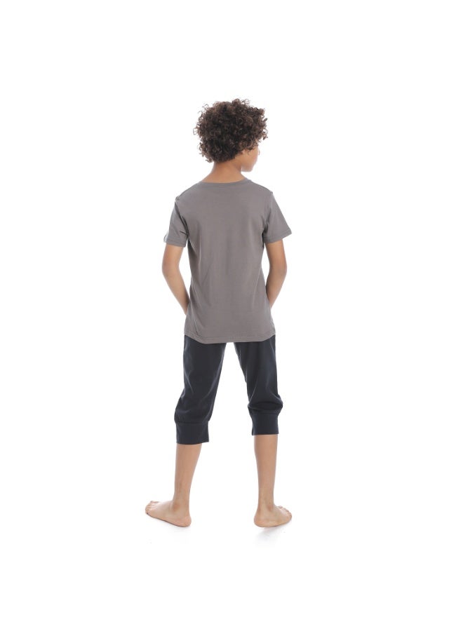 Caesar Boys printed cotton T-Shirt With Short Set  - Image 3