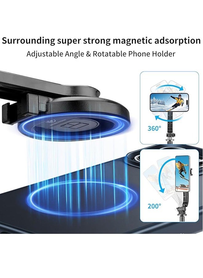 PADOM بادوم لحامل ثلاثي القوائم ماغسيف لهاتف آيفون 41" عصا سيلفي مع جهاز تحكم عن بعد، حامل ثلاثي القوائم لتسجيل الفيديو، حامل ثلاثي القوائم للهاتف المحمول - Image 2