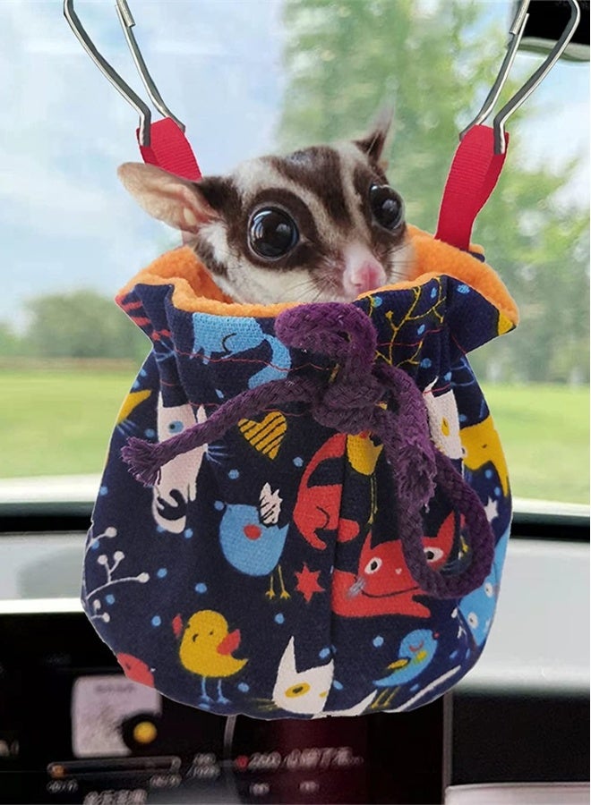 Generic Pet Hanging Sleeping Pouch for Sugar Glider Hanging Bed House with Drawstring Design Small Animals Hammock Cage Accessories Cage Warm Sleep Bag for Squirrel Hamster Birds Parrot - Image 3