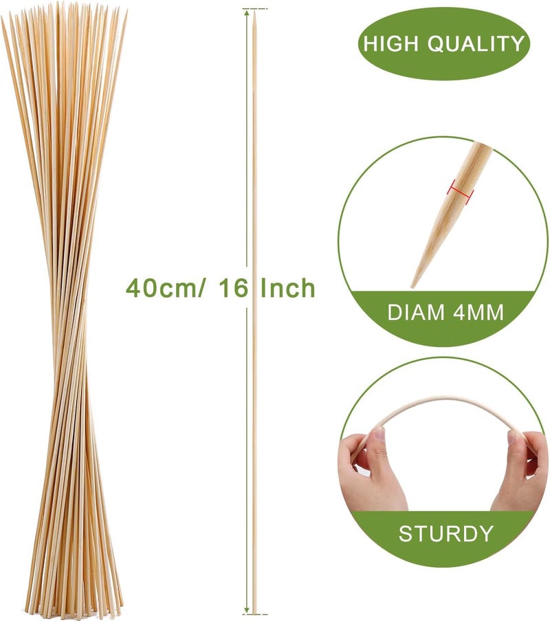 NadaKin 200 PCS Bamboo Marshmallow Roasting Sticks, SMores Skewers for Fire Pit, Proper Long 16 Inch Heavy Duty 4mm Thick Wooden SMores Sticks for Open Fire Pits Roaster Barbecue Hot Dog Camping Kebab Sausage - Image 2