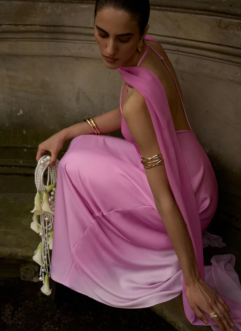 Lichi  Gradient satin maxi dress for Women | Best Price UAE
