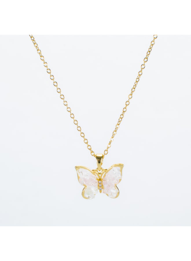 The Black Pearl Accessories Stainless Steel Necklace with a White Zirconic Butterfly Pendant - Image 1