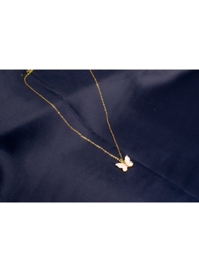 The Black Pearl Accessories Stainless Steel Necklace with a White Zirconic Butterfly Pendant - Image 3