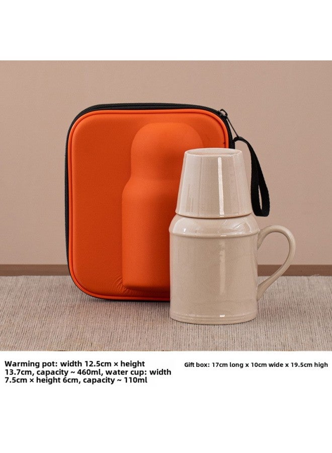 Ceramic Small Thermos Household Carry-on Vintage Cold Water Bottle To Make Tea Office Stuffy Teapot Creative Water Cup Mug-color:Opening Kettle + Tea Cup + Carrying Bag-capacity:About 460ml - Image 1