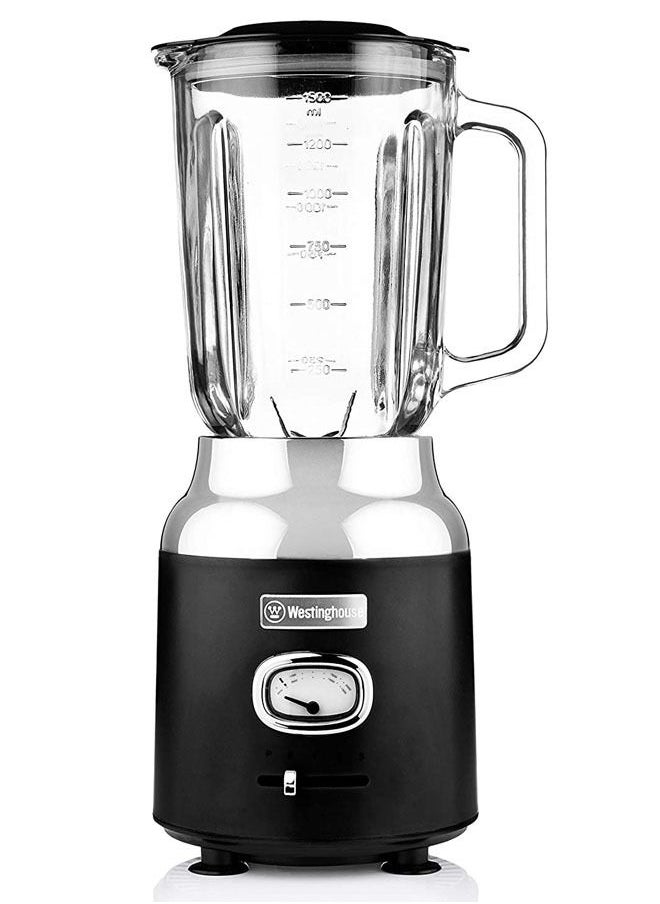 Westinghouse - Westinghouse Retro Food Blender 600 Watt Blender for Kitchen  Smoothie Maker with 1.5 L Glass Jug  Mixer Blender For Milkshake Soup Fruit  Juice and Smoothies  Black - Image 1
