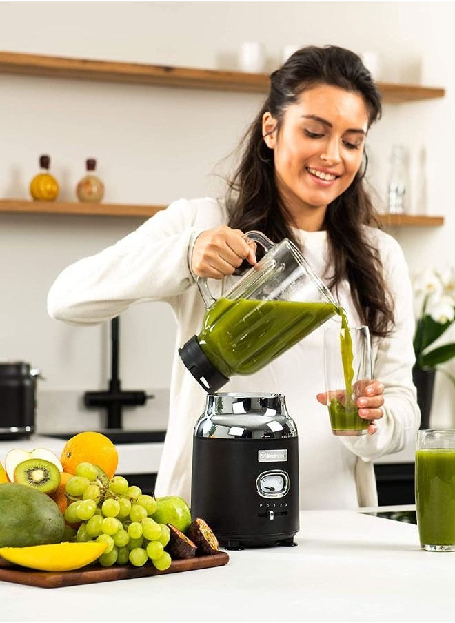 Westinghouse - Westinghouse Retro Food Blender 600 Watt Blender for Kitchen  Smoothie Maker with 1.5 L Glass Jug  Mixer Blender For Milkshake Soup Fruit  Juice and Smoothies  Black - Image 1