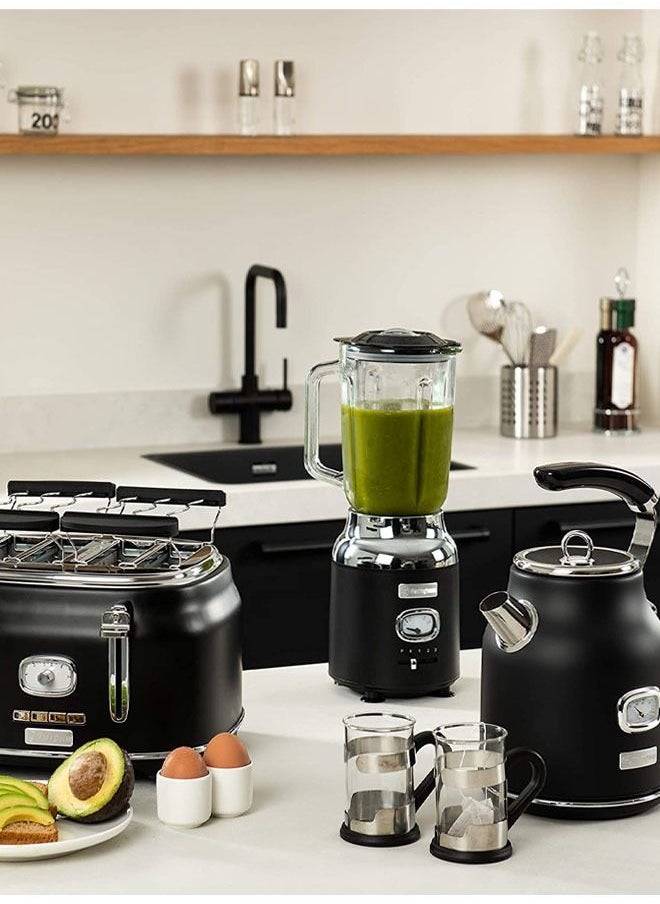 Westinghouse - Westinghouse Retro Food Blender 600 Watt Blender for Kitchen  Smoothie Maker with 1.5 L Glass Jug  Mixer Blender For Milkshake Soup Fruit  Juice and Smoothies  Black - Image 1