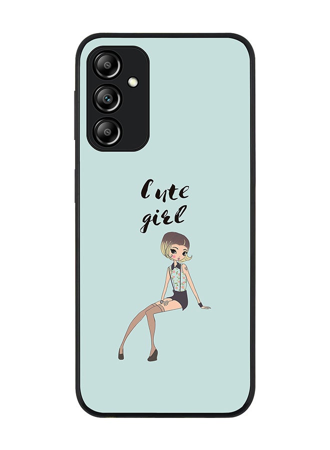 Stylizedd Rugged Black edge case for Samsung Galaxy A24 4G Slim fit Soft Case Flexible Rubber Edges Anti Drop TPU Gel Thin Cover - Shy Cute Girl - Image 1
