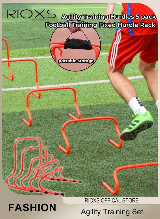 RIOXS Agility Training Hurdles, 5-pack Football Training Fixed Hurdle Rack, Speed Agility Training Set with Storage Carrying Bag, Lightweight Orange Training Hurdles, Practice Agility Hurdles for Adults and Kids, Indoor Outdoor Exercise Equipment  - Image 1