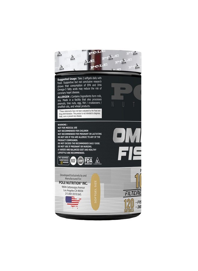POLE NUTRITION - Omega-3 Fish Oil 1000Mg - 120 Softgels | High Potency Essential Fatty Acids For Heart Health & Wellness - Image 1