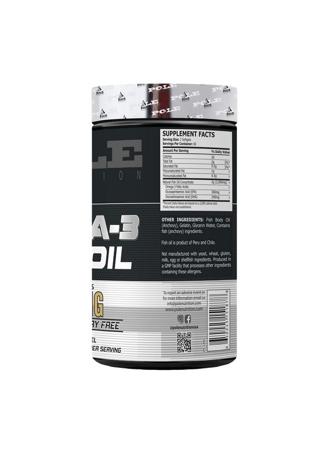 POLE NUTRITION - Omega-3 Fish Oil 1000Mg - 120 Softgels | High Potency Essential Fatty Acids For Heart Health & Wellness - Image 1